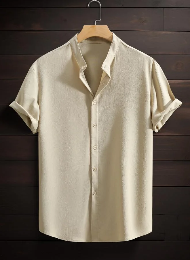 تايك تو قميص بأكمام قصيرة وياقة ماندارين